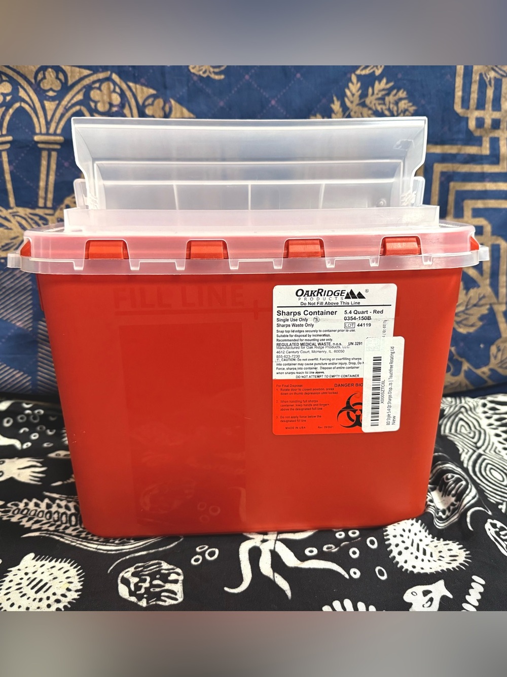 5.4 Quart Red Sharps Container - Medical Disposal